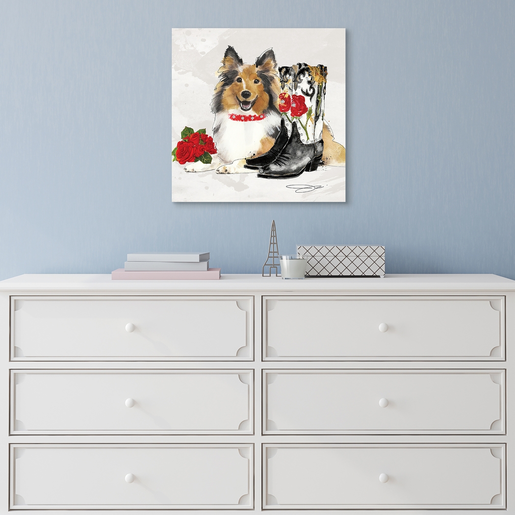 Kids Cowgirl Collie White Glass Wall Art - Thumbnail - Image 4
