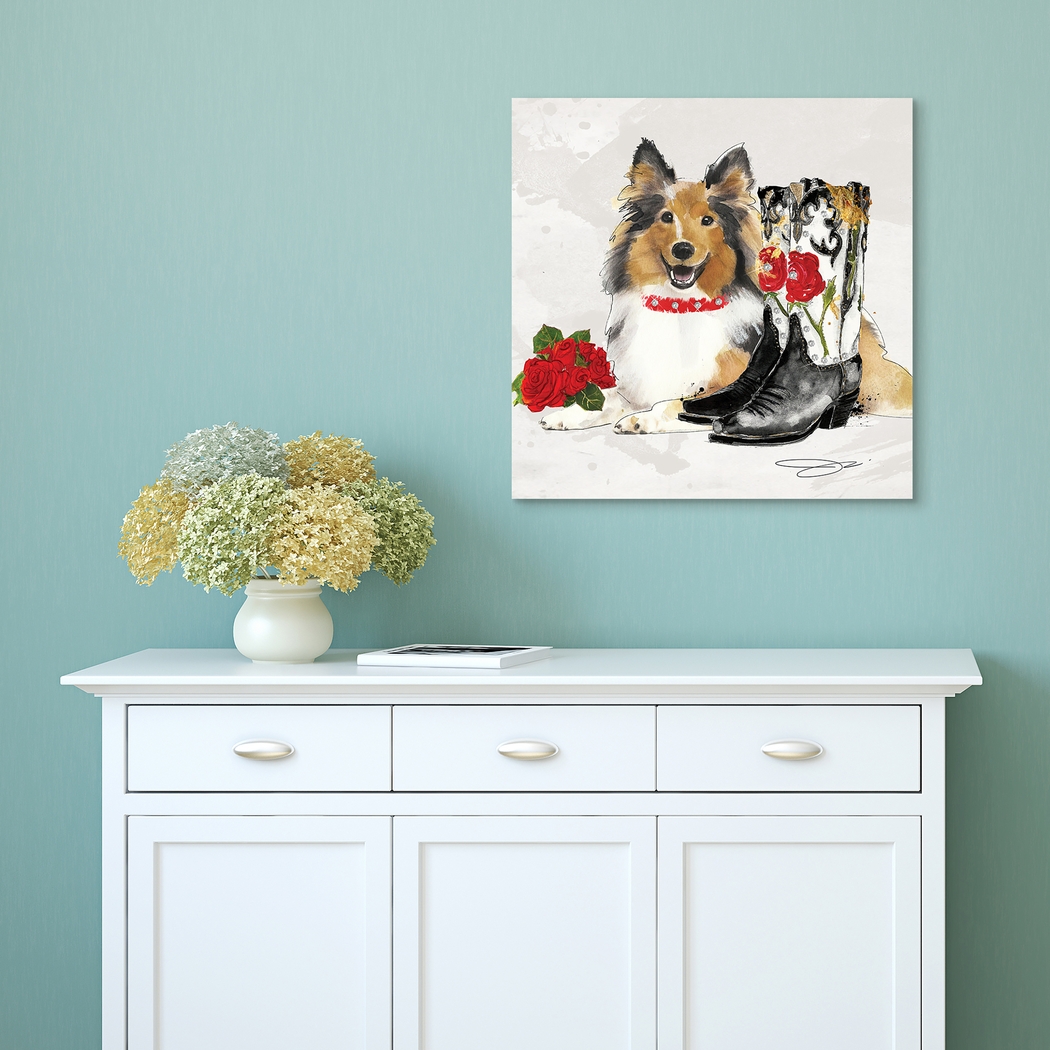 Kids Cowgirl Collie White Glass Wall Art - Thumbnail - Image 6