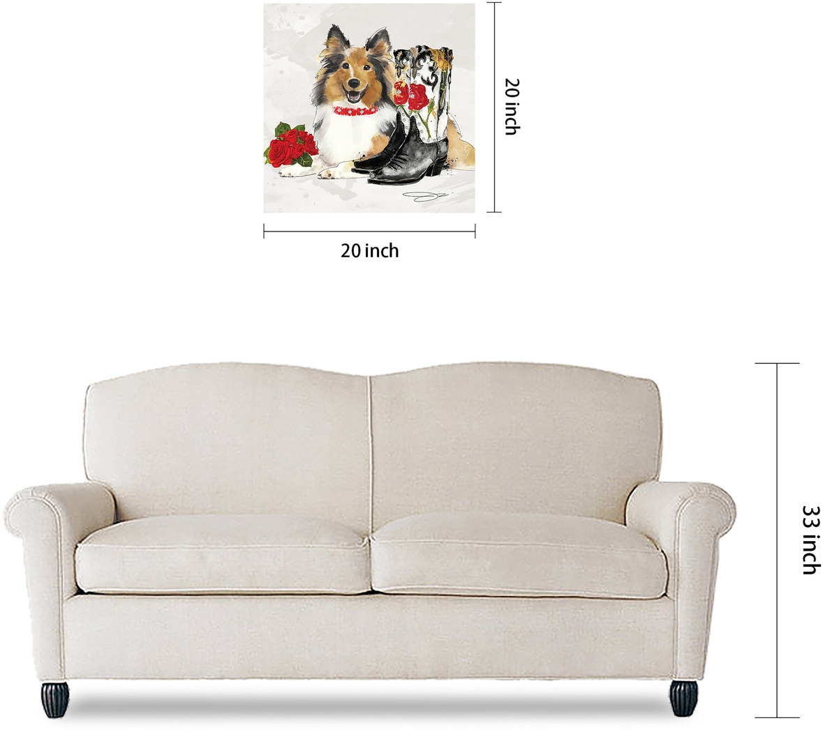 Kids Cowgirl Collie White Glass Wall Art - Thumbnail - Image 7