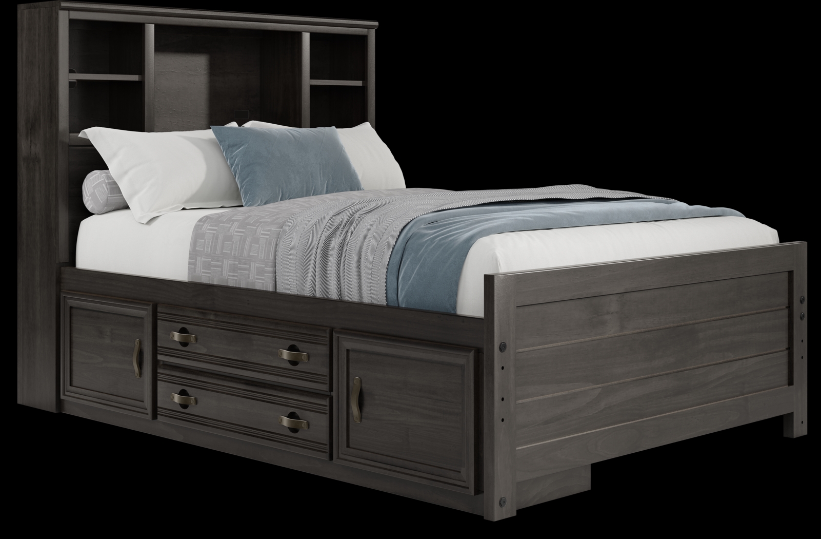 Kids Creekside 2.0 Charcoal 5 Pc Full Bookcase Bedroom with Storage - Thumbnail - Image 2