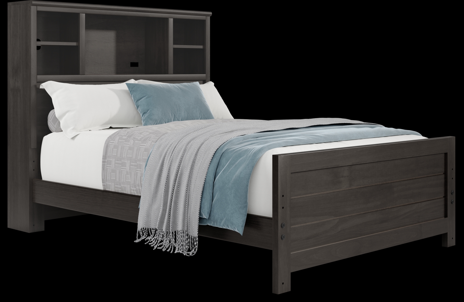 Kids Creekside 2.0 Charcoal Full Bookcase Bed - Thumbnail - Image 1