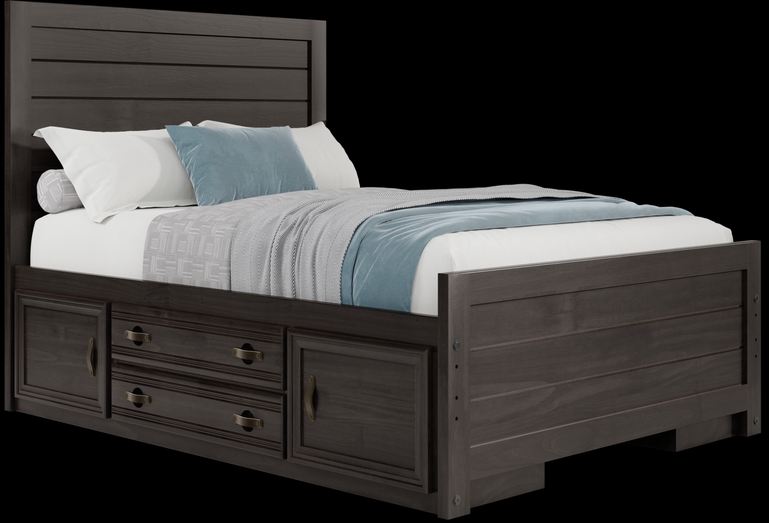 Kids Creekside 2.0 Charcoal Full Panel Bed with 2 Storage Side Rails - Thumbnail - Image 1