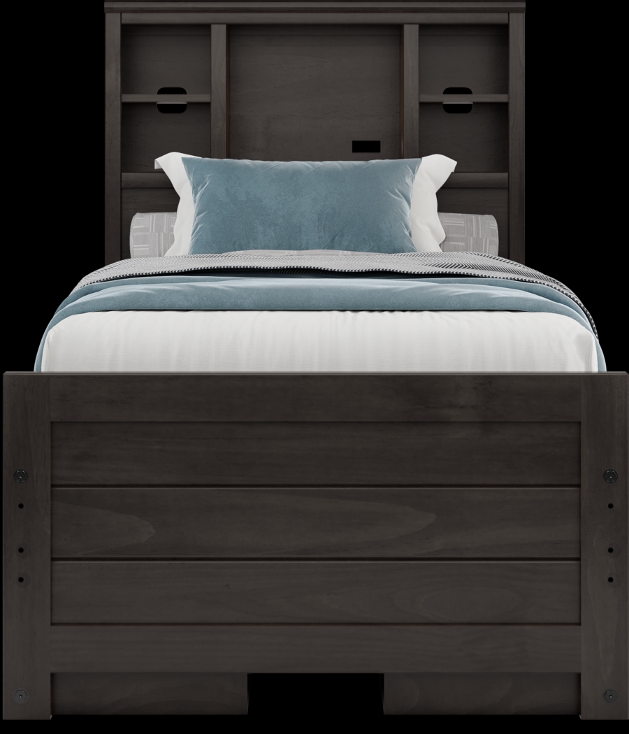 Kids Creekside 2.0 Charcoal Twin Bookcase Bed with 2 Storage Side Rails - Thumbnail - Image 2