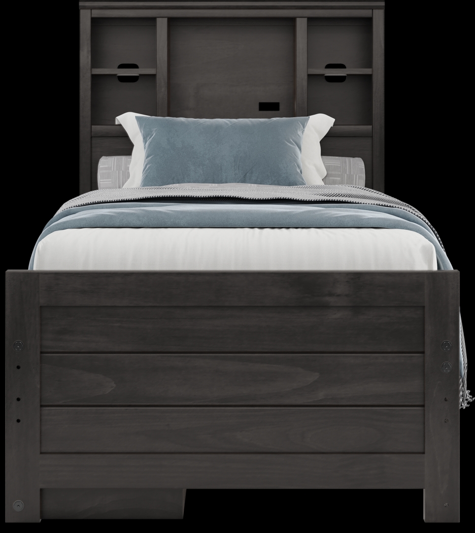 Kids Creekside 2.0 Charcoal Twin Bookcase Bed with Storage Side Rail - Thumbnail - Image 3