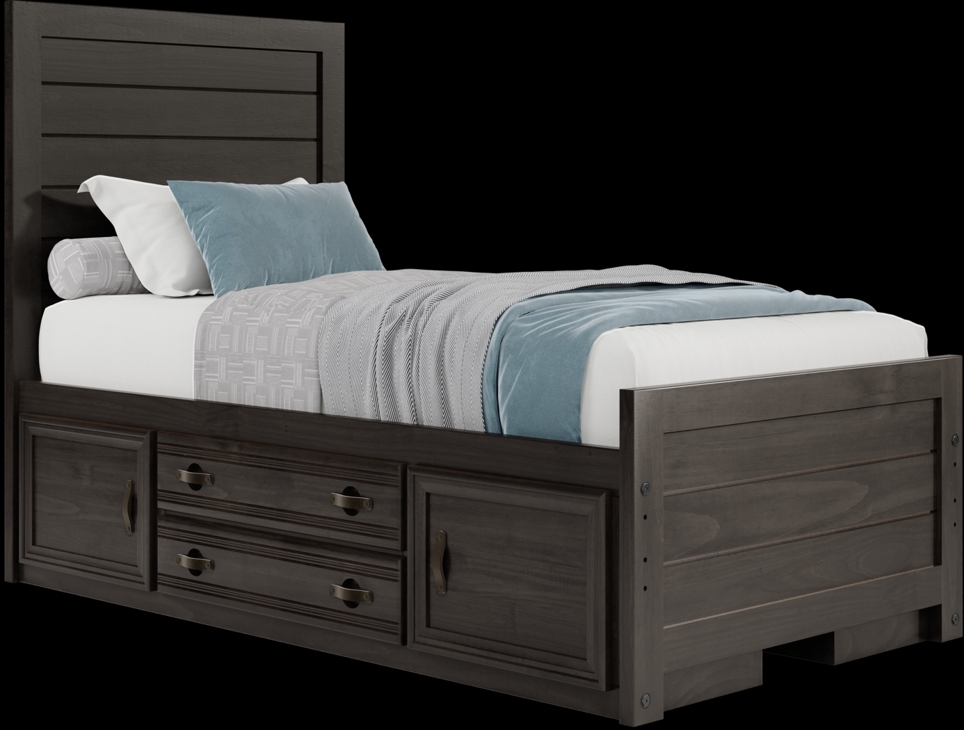 Kids Creekside 2.0 Charcoal Twin Panel Bed with 2 Storage Side Rails - Thumbnail - Image 1
