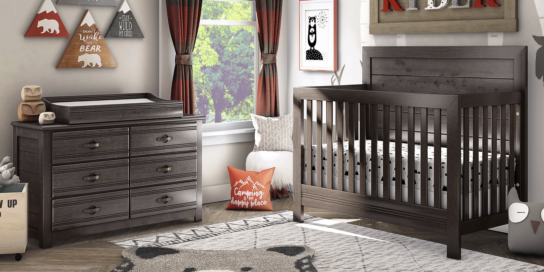 Kids Creekside 2.0 Charcoal 4 Pc Nursery with Toddler Rail - Thumbnail - Image 2