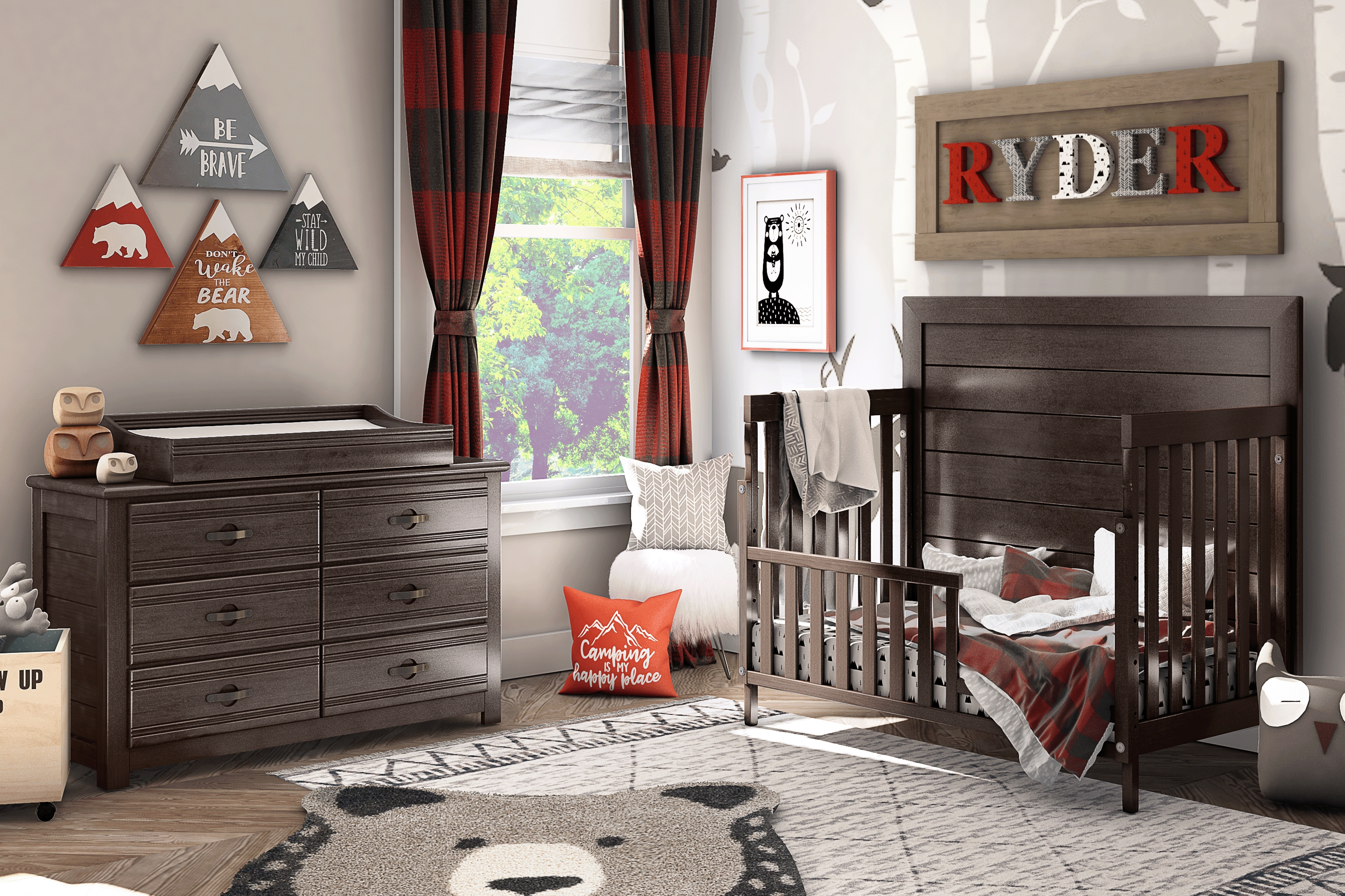 Kids Creekside 2.0 Charcoal 4 Pc Nursery with Toddler Rail - Thumbnail - Image 1