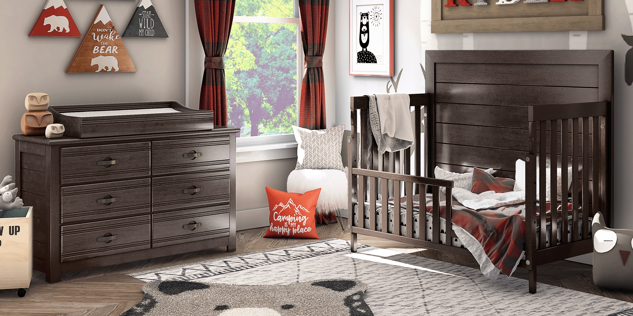 Kids Creekside 2.0 Charcoal 5 Pc Nursery with Toddler and Full Conversion Rails - Thumbnail - Image 3