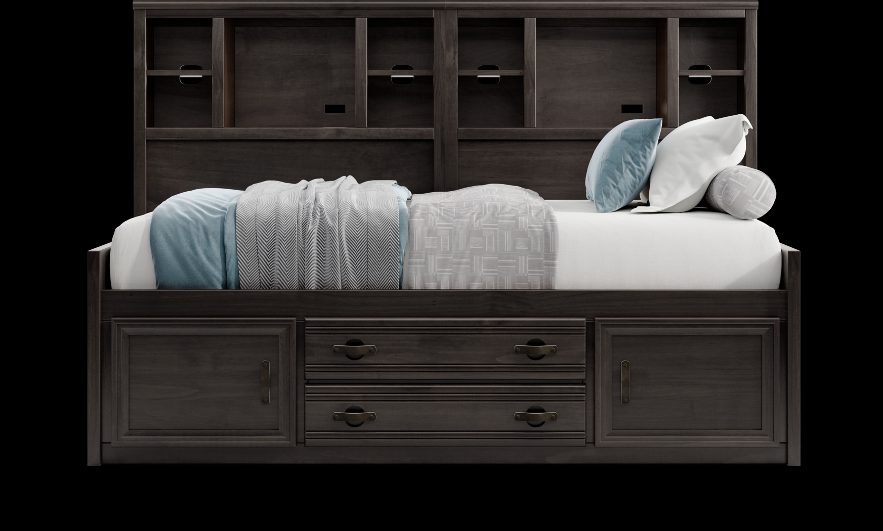 Kids Creekside 2.0 Charcoal Twin Bookcase Wall Bed with Storage Side Rail - Thumbnail - Image 2