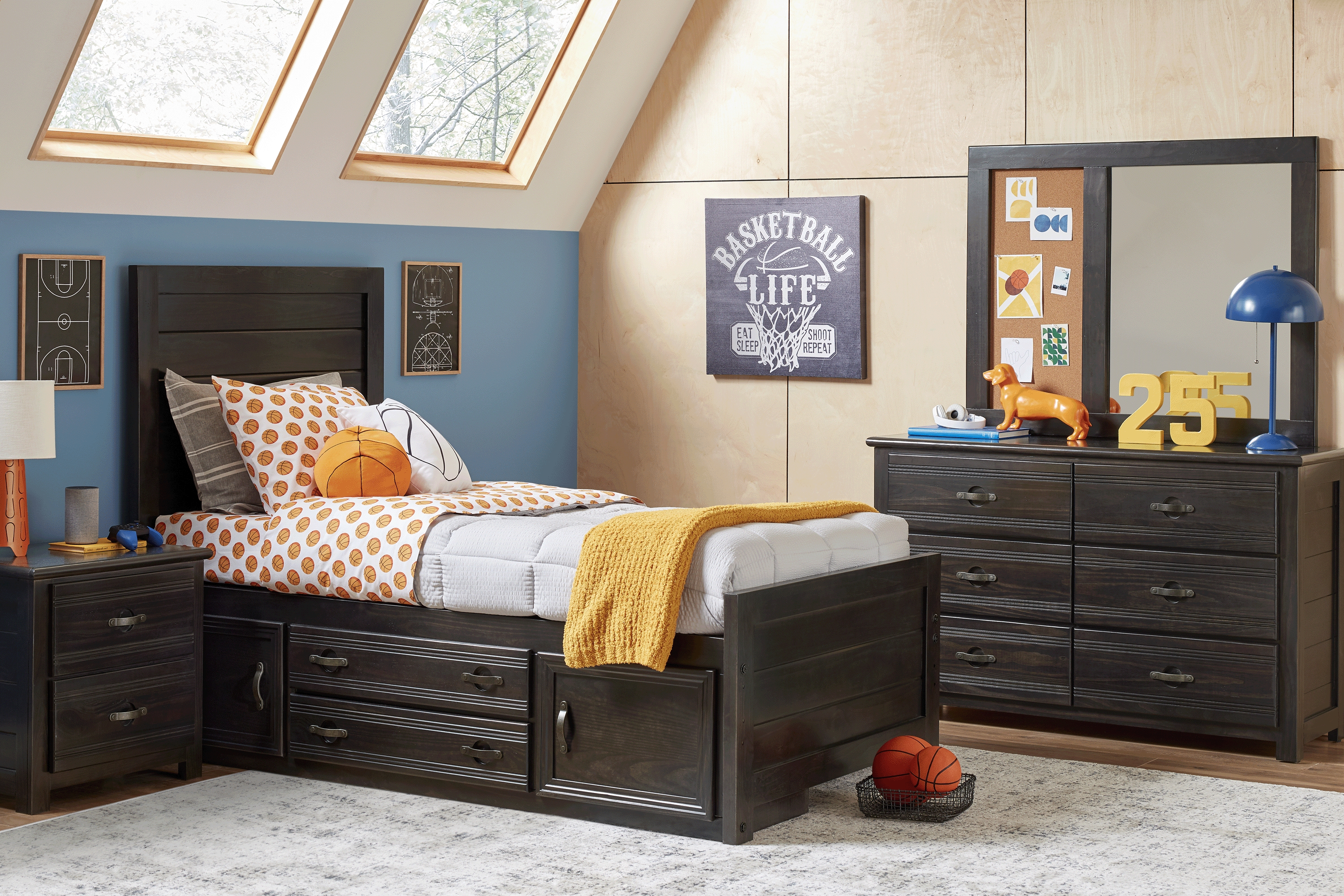 Kids Creekside 2.0 Charcoal 5 Pc Twin Panel Bedroom with Storage - Thumbnail - Image 1