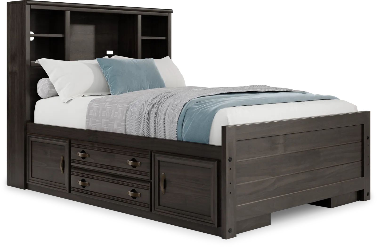 Kids Creekside 2.0 Charcoal Full Bookcase Bedroom with 2 Storage Side Rails - Thumbnail - Image 2