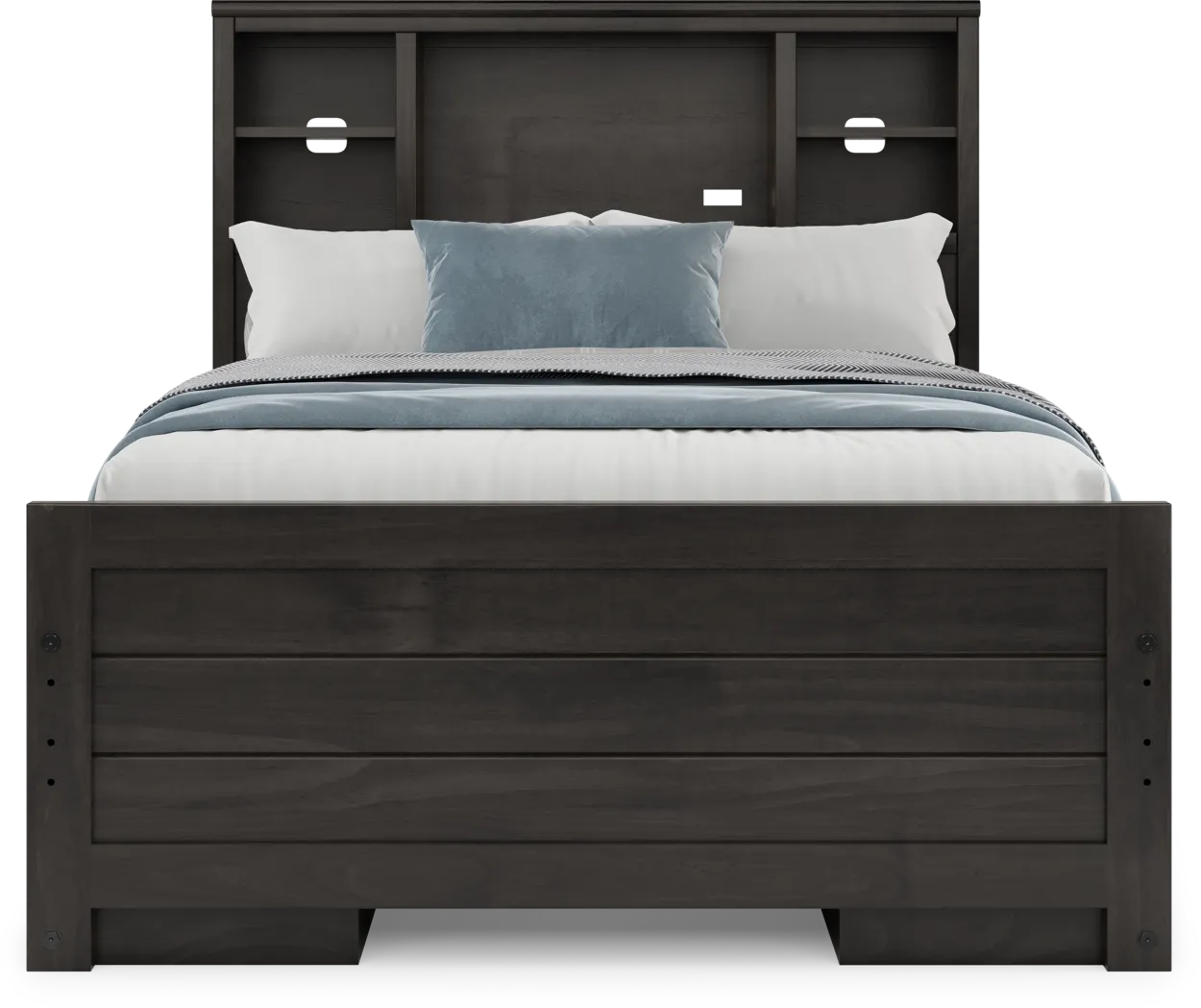 Kids Creekside 3.0 Charcoal Full Bookcase Bed with 2 Storage Side Rails - Thumbnail - Image 2