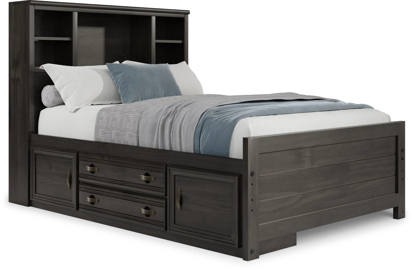 Kids Creekside 2.0 Charcoal Full Bookcase Bedroom with Storage Side Rail - Thumbnail - Image 2