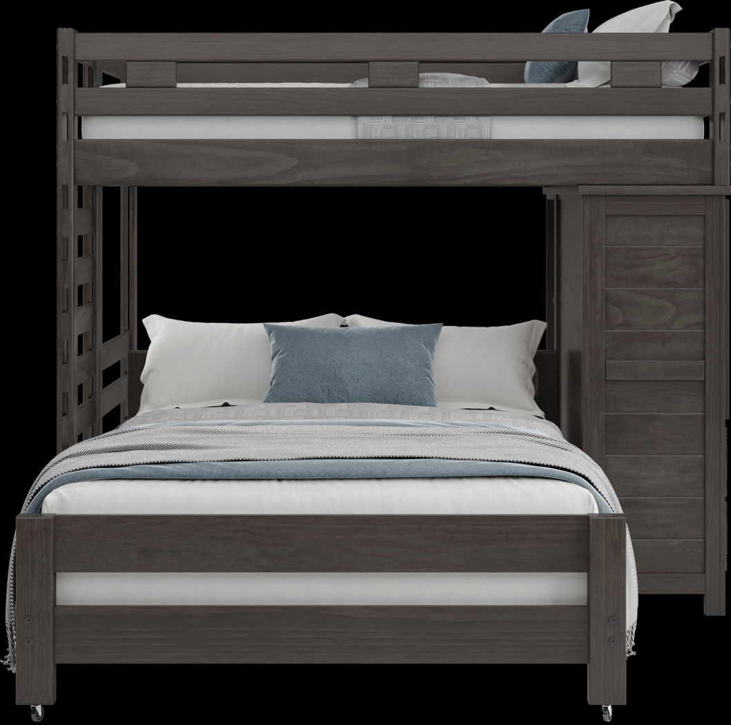 Kids Creekside 2.0 Charcoal Full/Full Loft with Loft Chest and Bookcase - Thumbnail - Image 2