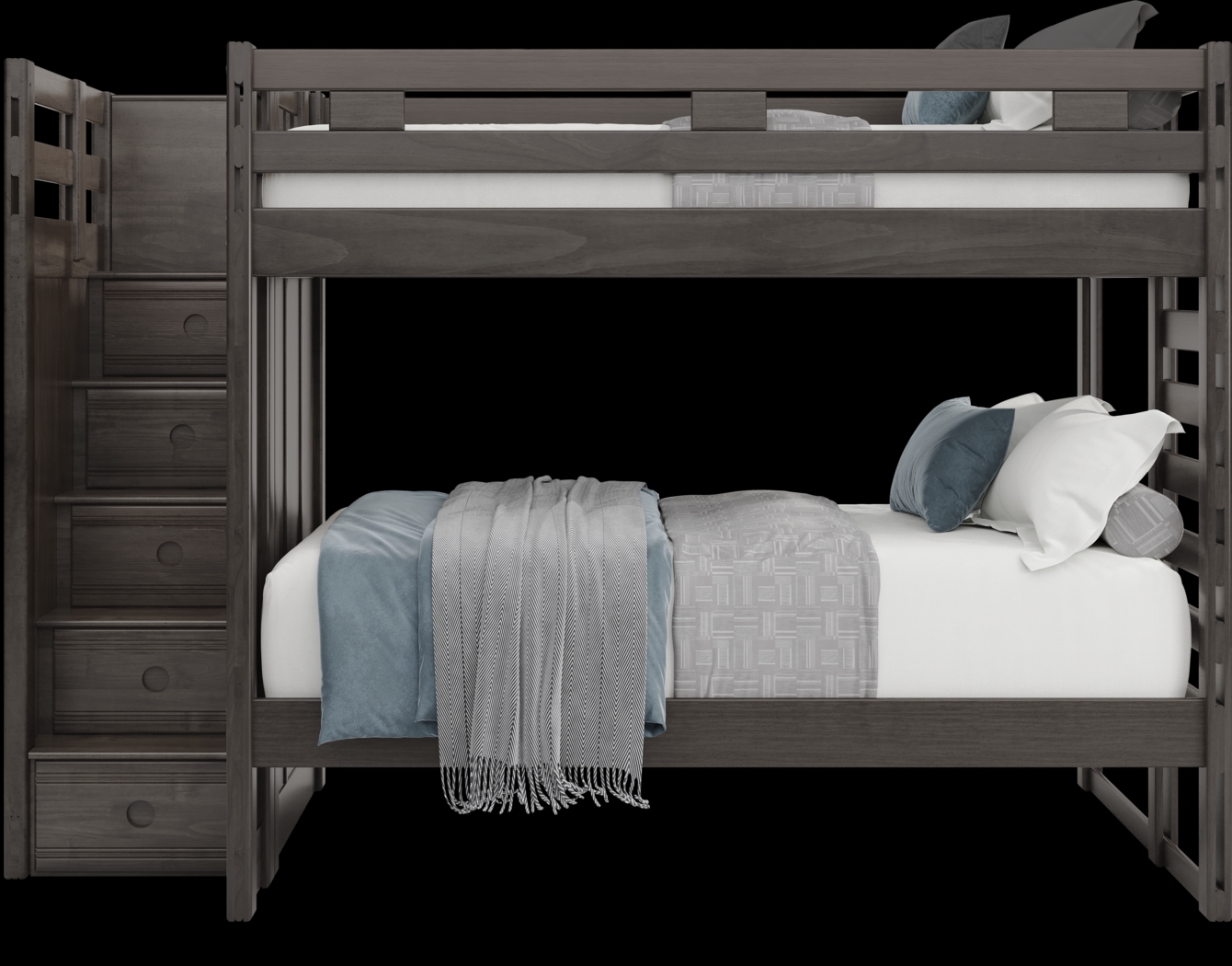 Kids Creekside 2.0 Charcoal Full/Full Step Bunk Bed - Thumbnail - Image 2