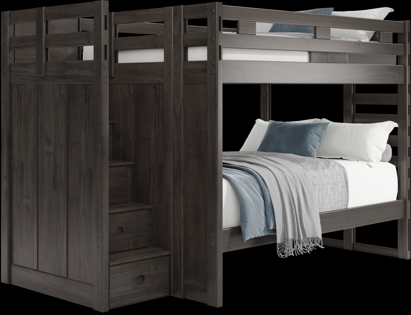 Kids Creekside 2.0 Charcoal Full/Full Step Bunk Bed - Thumbnail - Image 1