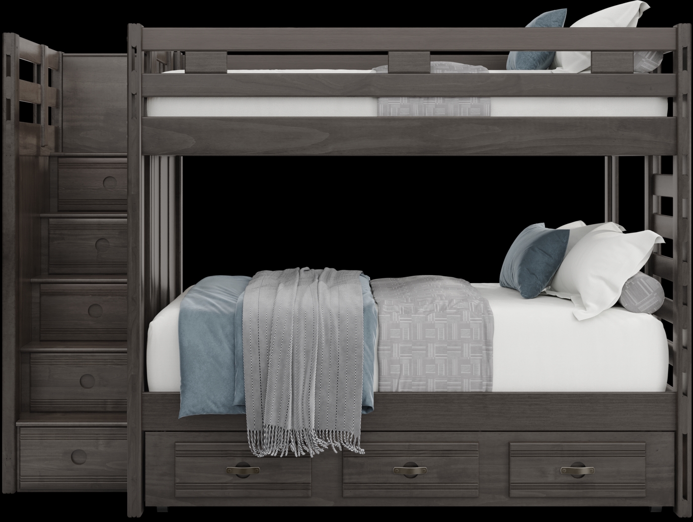 Kids Creekside 2.0 Charcoal Full/Full Step Bunk with Twin Storage Trundle - Thumbnail - Image 2