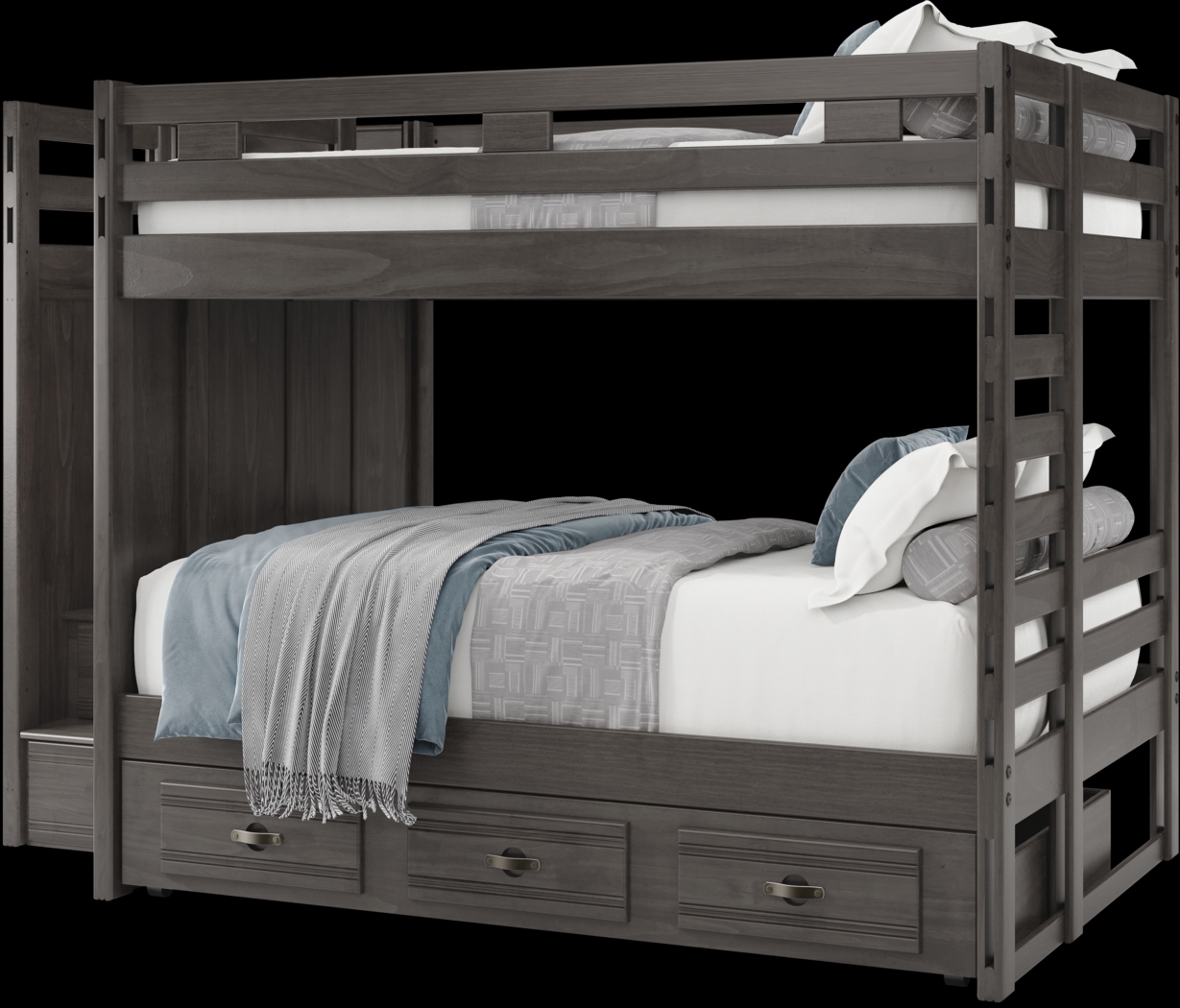 Kids Creekside 2.0 Charcoal Full/Full Step Bunk with Twin Storage Trundle - Thumbnail - Image 3