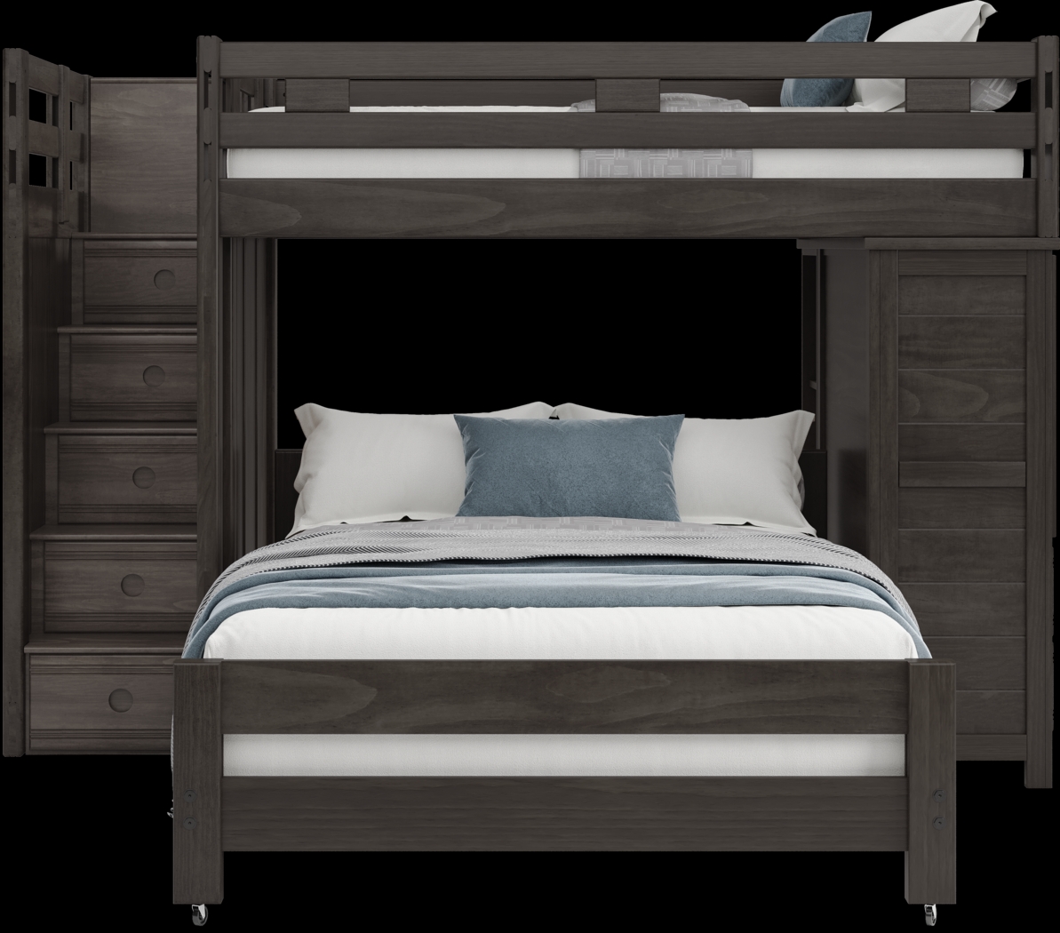 Kids Creekside 2.0 Charcoal Full/Full Step Loft with Loft Chest and Bookcase - Thumbnail - Image 2