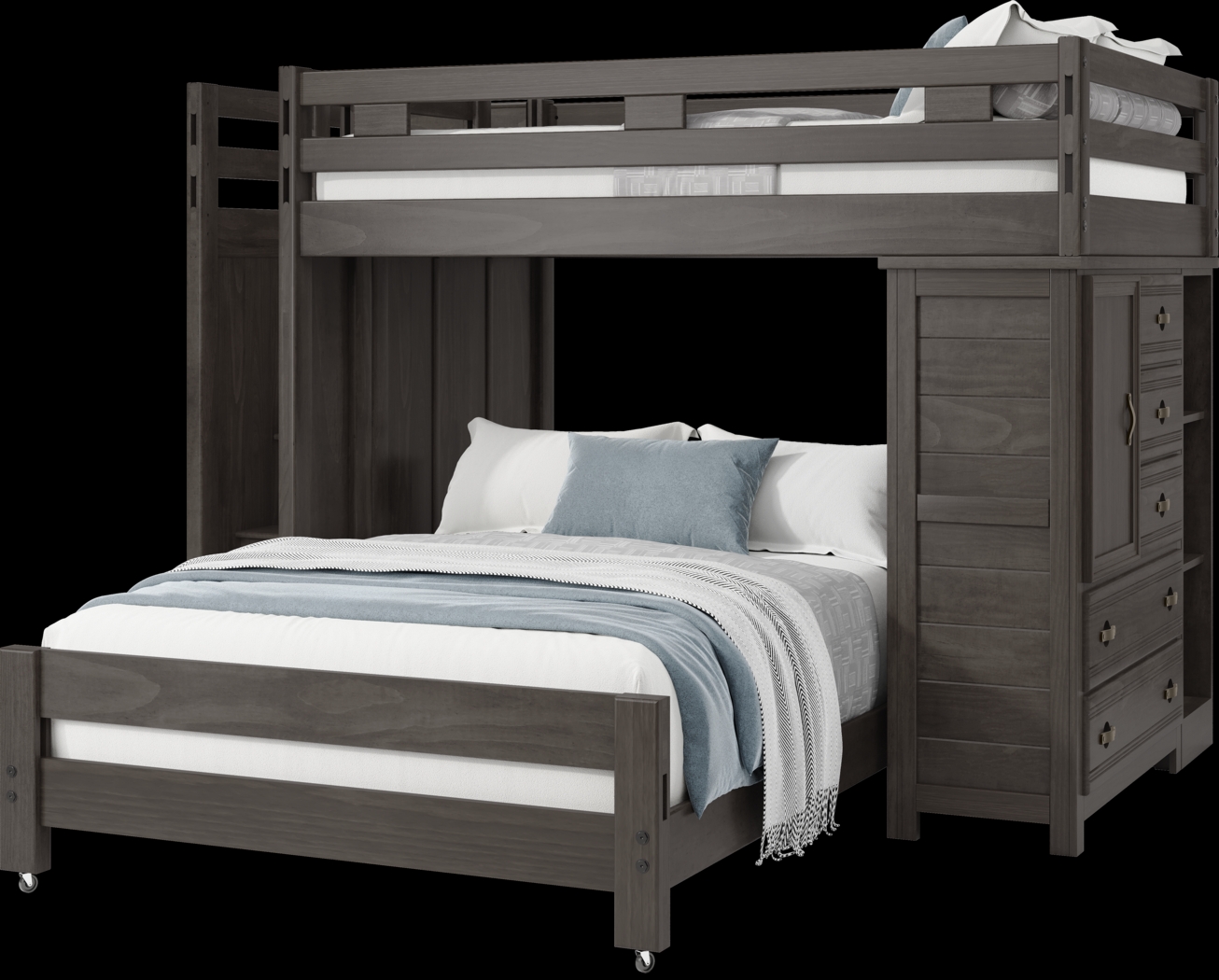 Kids Creekside 2.0 Charcoal Full/Full Step Loft with Loft Chest and Bookcase - Thumbnail - Image 3