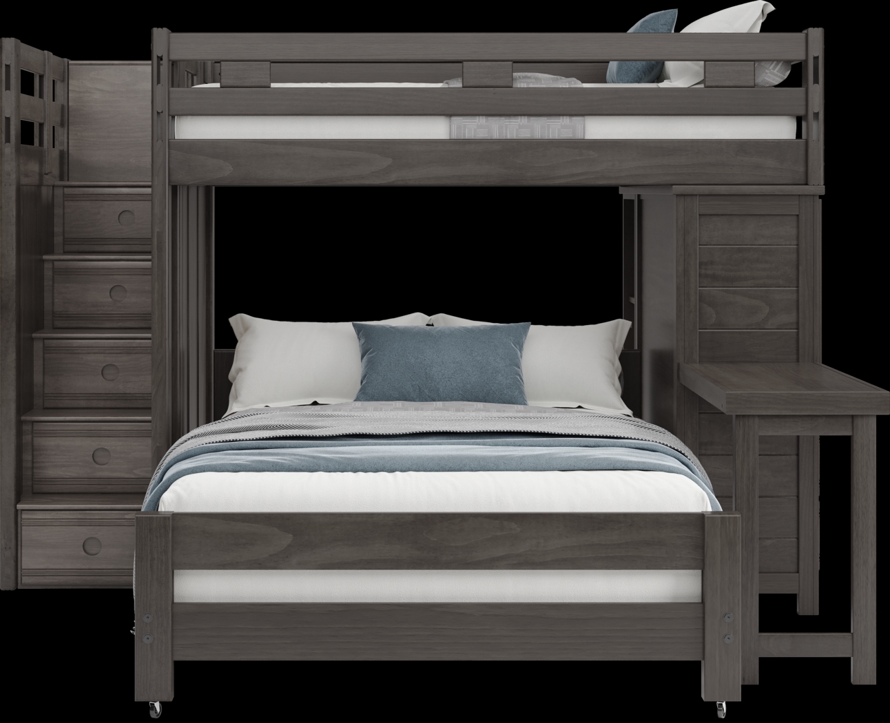 Kids Creekside 2.0 Charcoal Full/Full Step Loft with Loft Chest, Bookcase and Desk Attachment - Thumbnail - Image 2