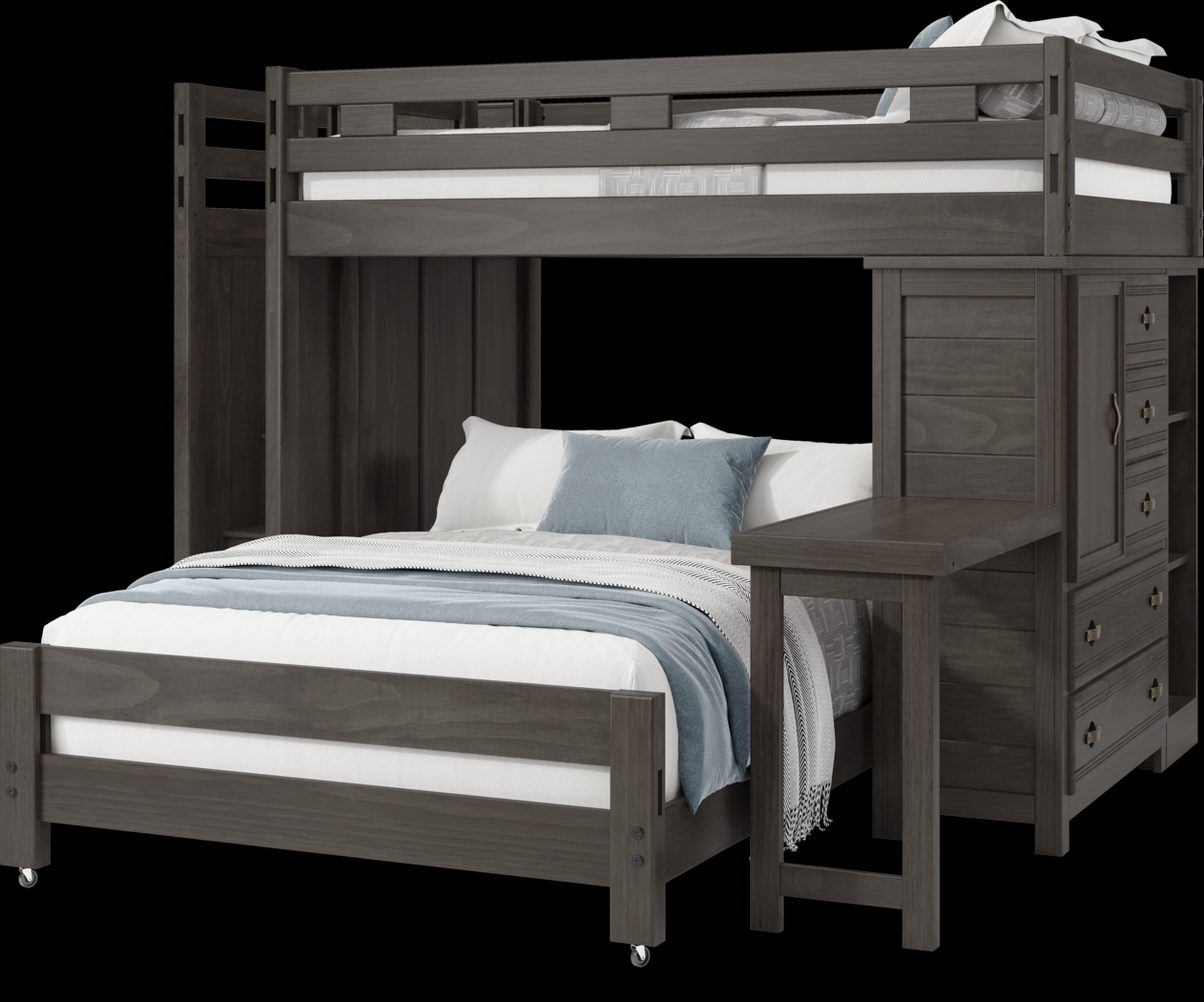 Kids Creekside 2.0 Charcoal Full/Full Step Loft with Loft Chest, Bookcase and Desk Attachment - Thumbnail - Image 3