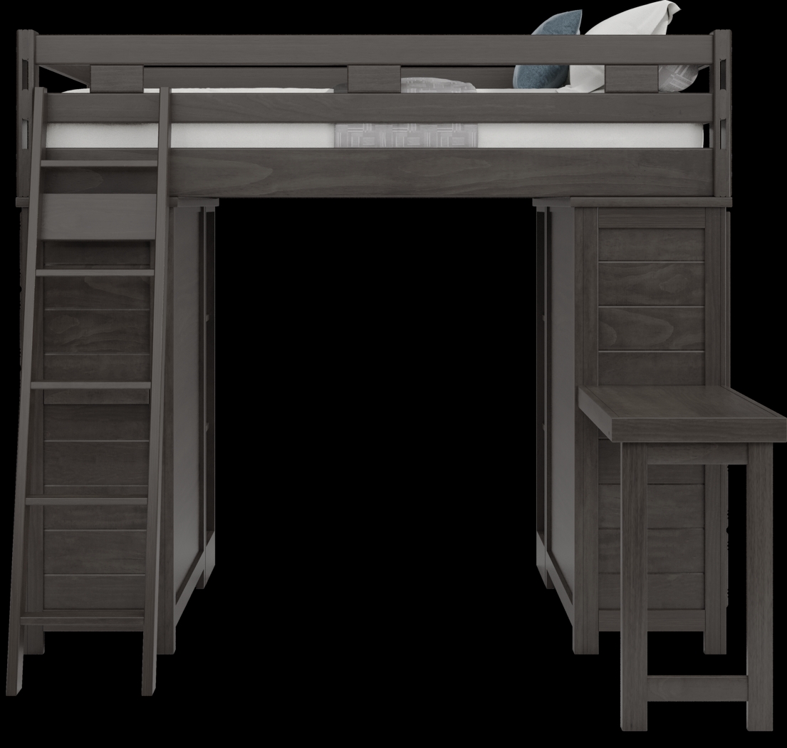 Kids Creekside 2.0 Charcoal Full Loft with 2 Loft Chests, 2 Bookcases and Desk Attachment - Thumbnail - Image 2