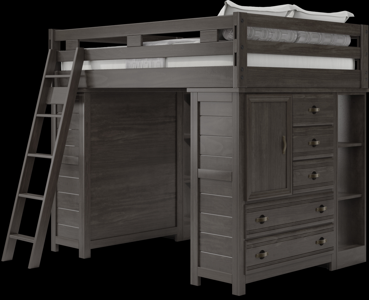 Kids Creekside 2.0 Charcoal Full Loft with 2 Loft Chests and 2 Bookcases - Thumbnail - Image 3