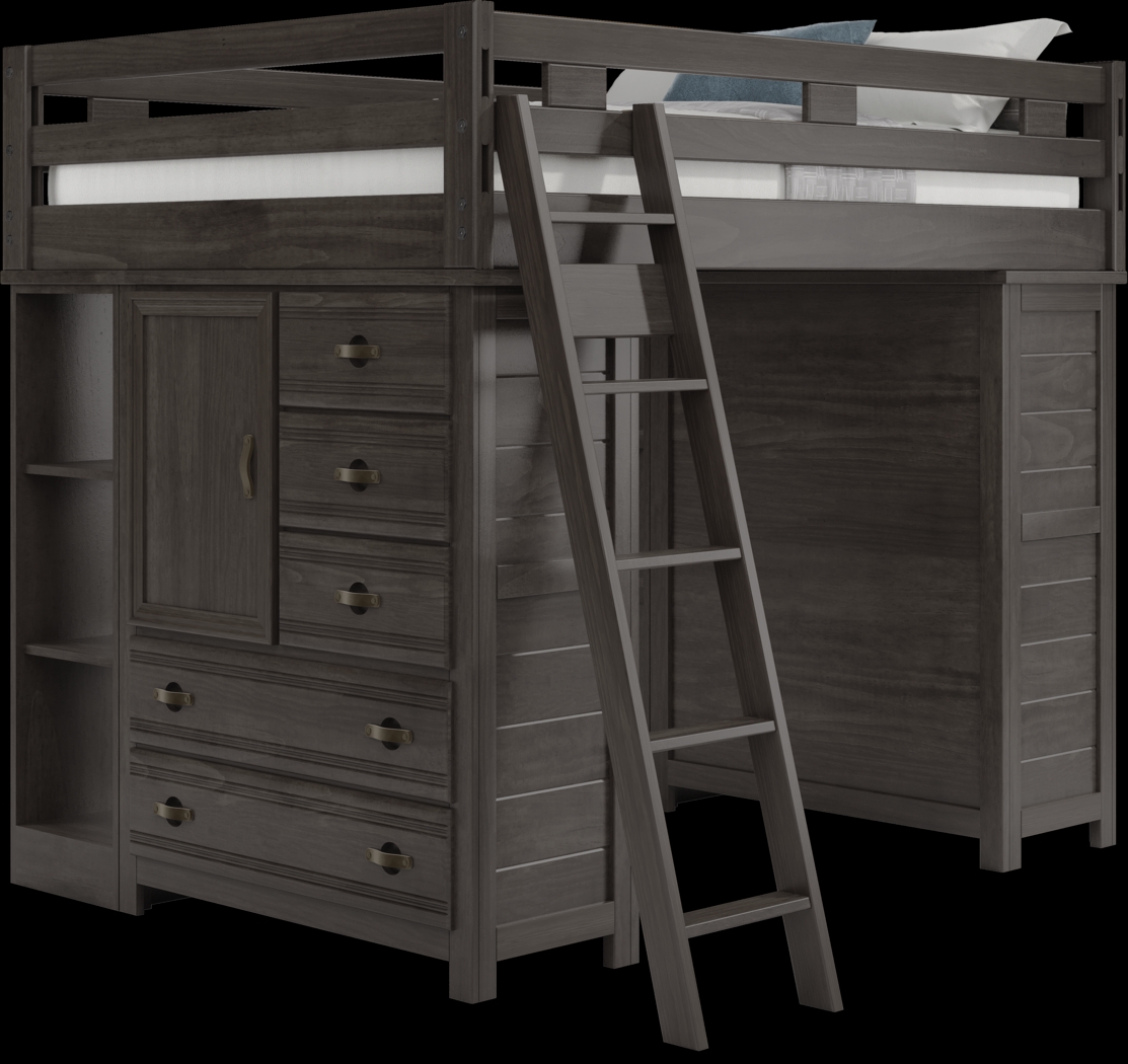 Kids Creekside 2.0 Charcoal Full Loft with 2 Loft Chests and 2 Bookcases - Thumbnail - Image 1