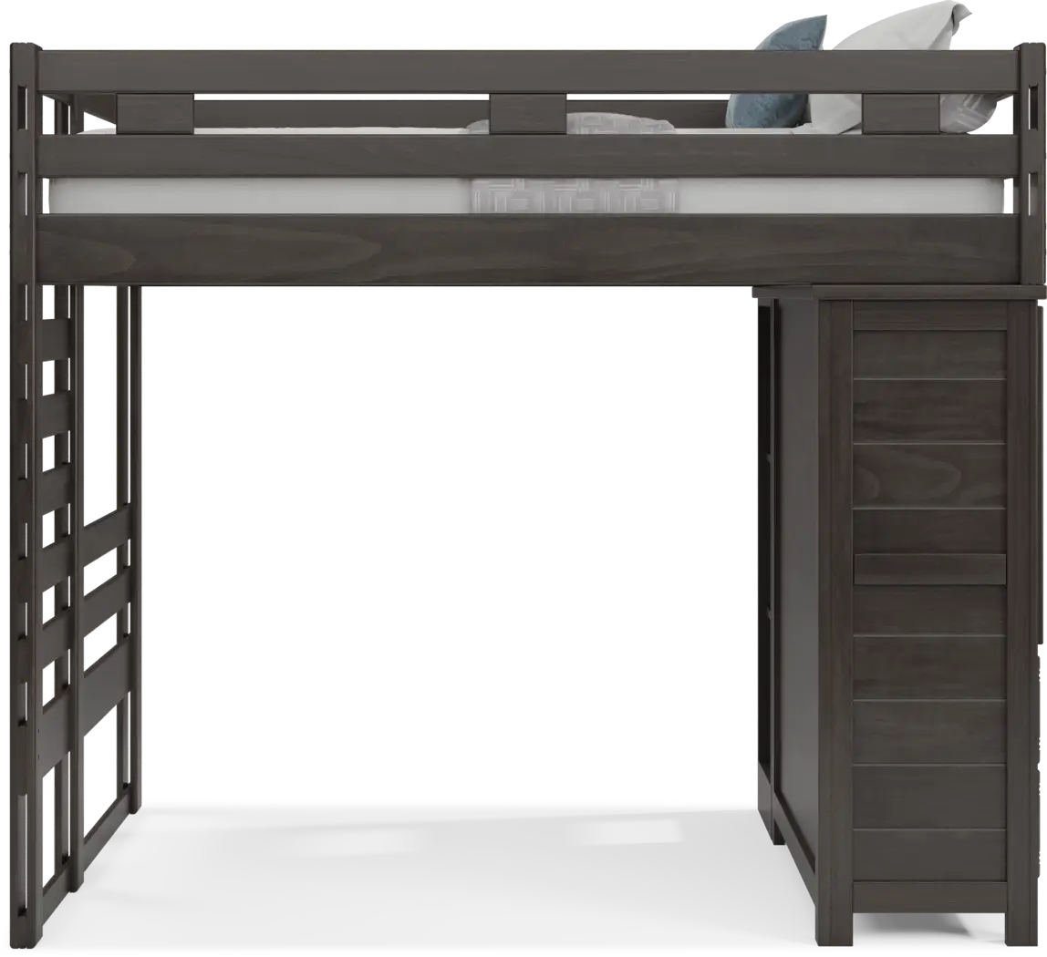 Kids Creekside 2.0 Charcoal Full Loft with Loft Chest and Bookcase - Thumbnail - Image 3