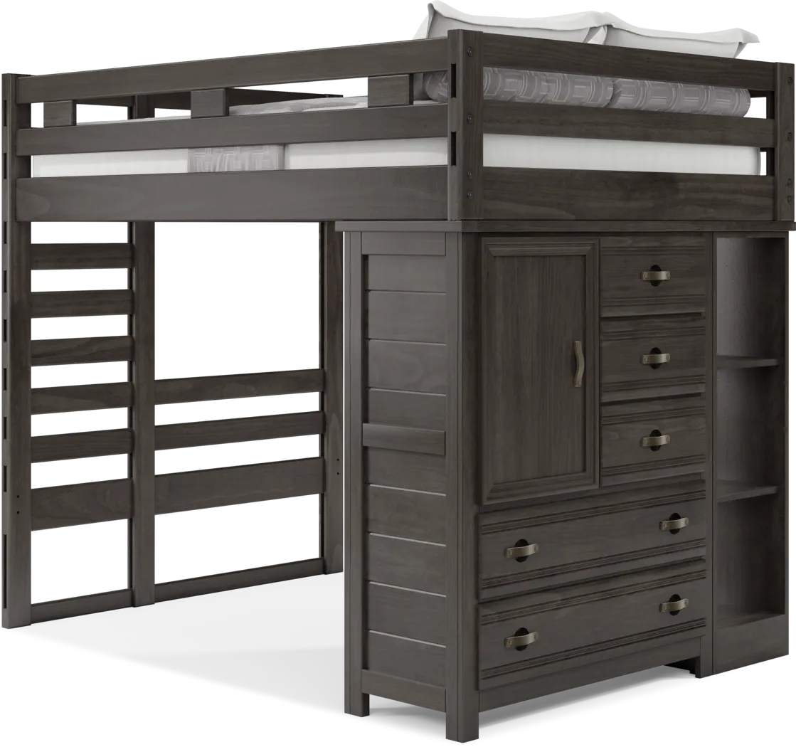 Kids Creekside 2.0 Charcoal Full Loft with Loft Chest and Bookcase - Thumbnail - Image 4