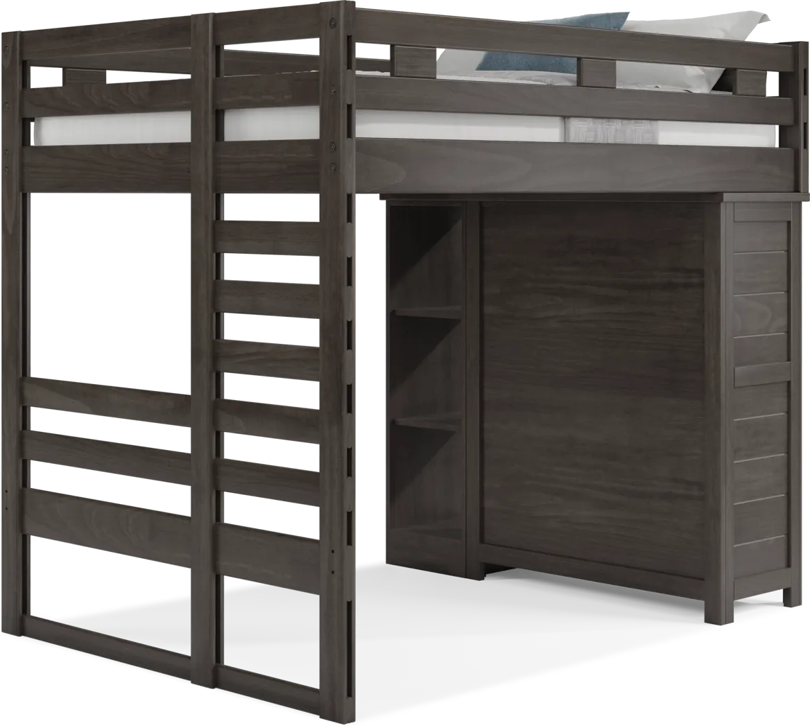 Kids Creekside 2.0 Charcoal Full Loft with Loft Chest and Bookcase - Thumbnail - Image 1