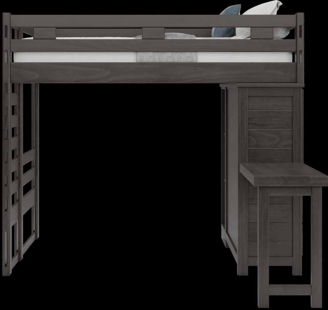 Kids Creekside 2.0 Charcoal Full Loft with Loft Chest, Bookcase and Desk Attachment - Thumbnail - Image 2