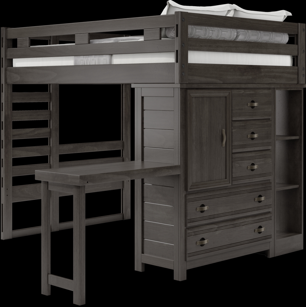 Kids Creekside 2.0 Charcoal Full Loft with Loft Chest, Bookcase and Desk Attachment - Thumbnail - Image 3