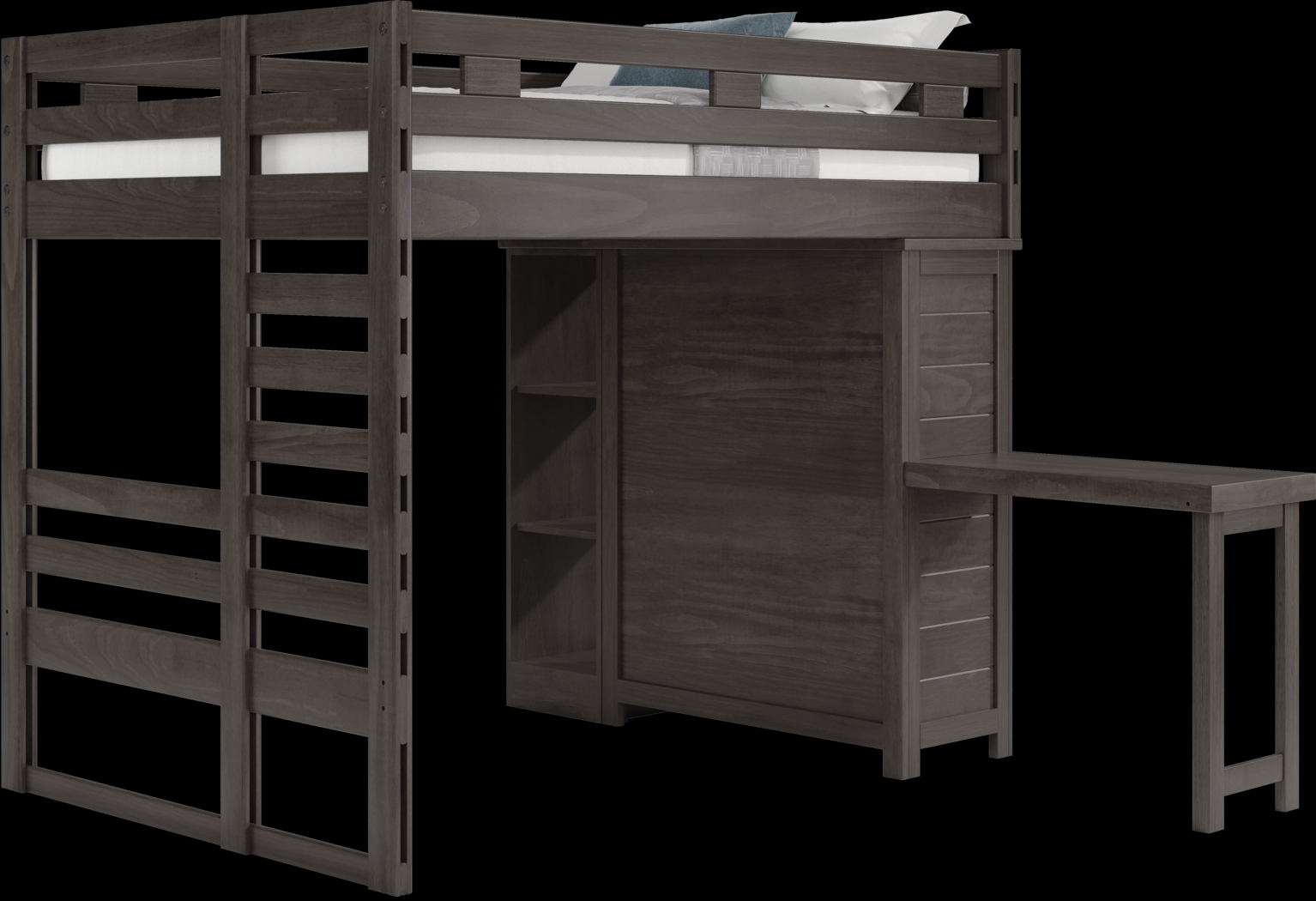 Kids Creekside 2.0 Charcoal Full Loft with Loft Chest, Bookcase and Desk Attachment - Thumbnail - Image 1