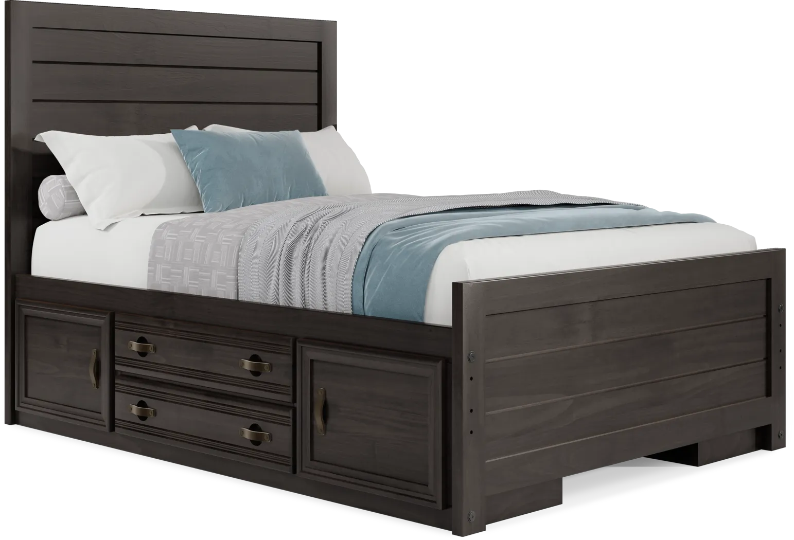 Kids Creekside 2.0 Charcoal Full Panel Bed with 2 Storage Side Rails - Thumbnail - Image 1