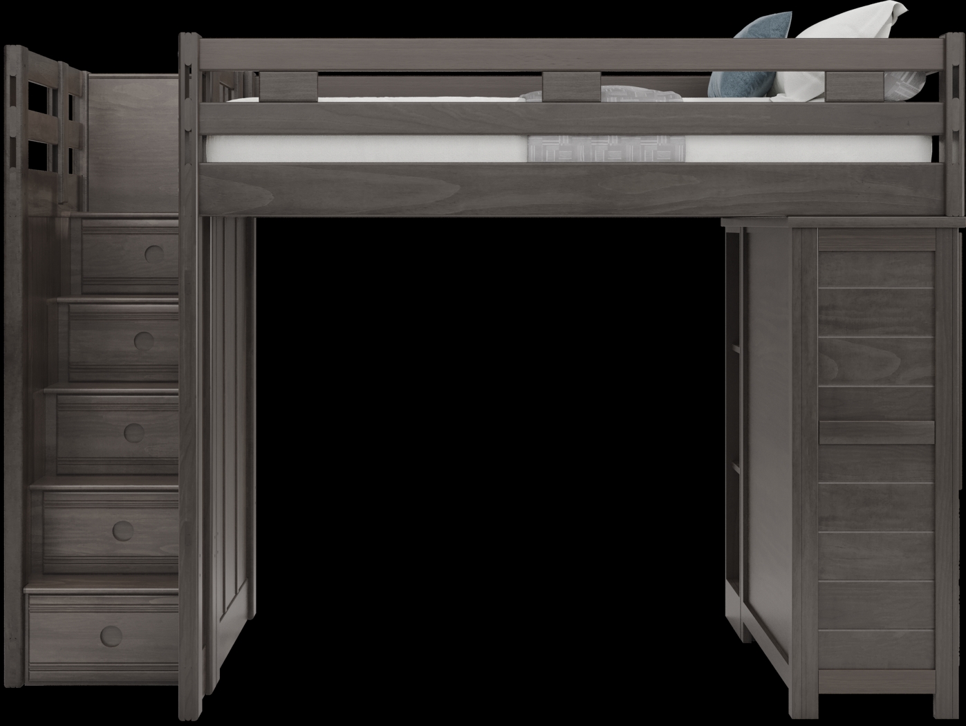 Kids Creekside 2.0 Charcoal Full Step Loft with Loft Chest and Bookcase - Thumbnail - Image 2