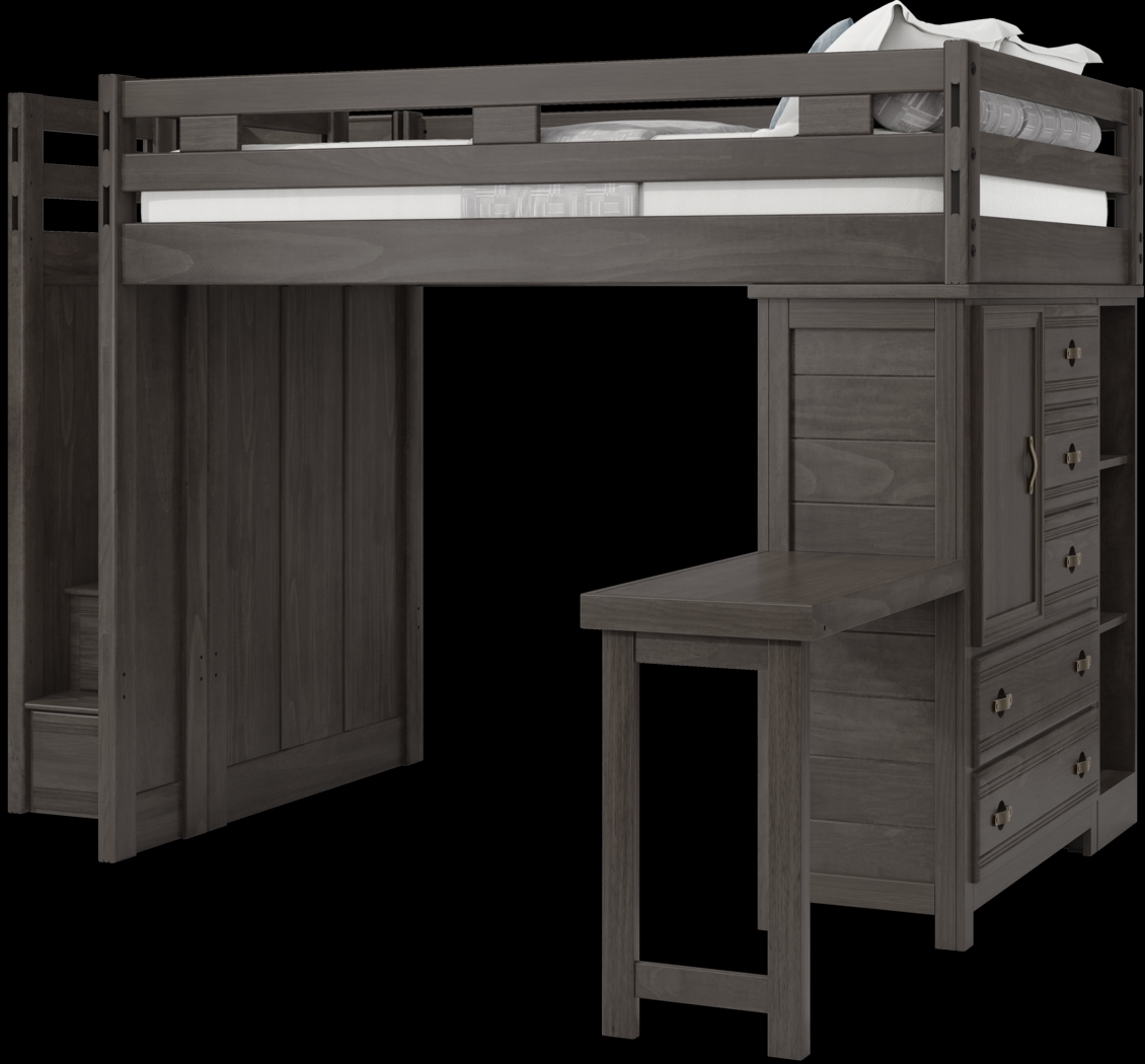 Kids Creekside 2.0 Charcoal Full Step Loft with Loft Chest, Bookcase and Desk Attachment - Thumbnail - Image 3