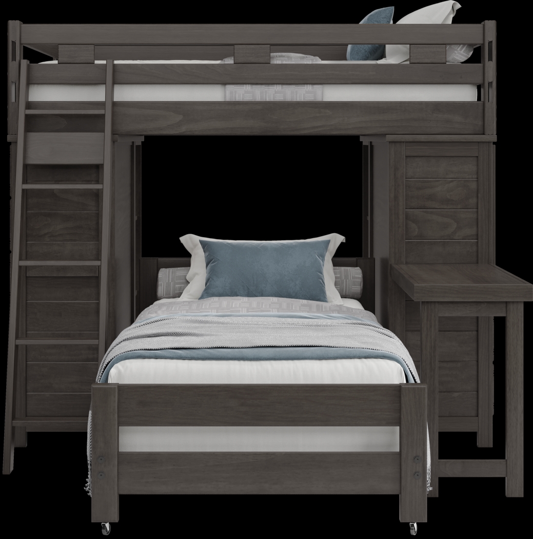 Kids Creekside 2.0 Charcoal Full/Twin Loft with 2 Loft Chests, 2 Bookcases and Desk Attachment - Thumbnail - Image 2