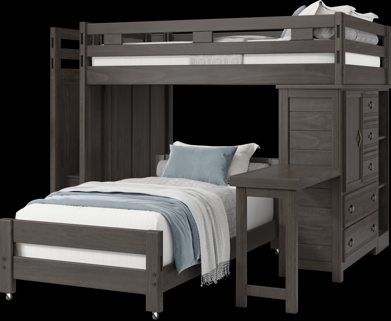 Kids Creekside 2.0 Charcoal Full/Twin Step Loft with Loft Chest, Bookcase and Desk Attachment - Thumbnail - Image 3