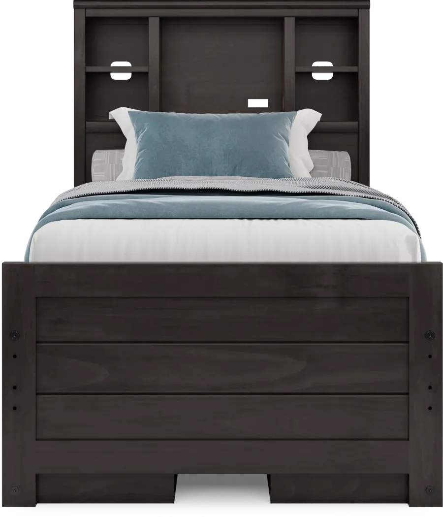 Kids Creekside 2.0 Charcoal Twin Bookcase Bedroom with 2 Storage Side Rails - Thumbnail - Image 3