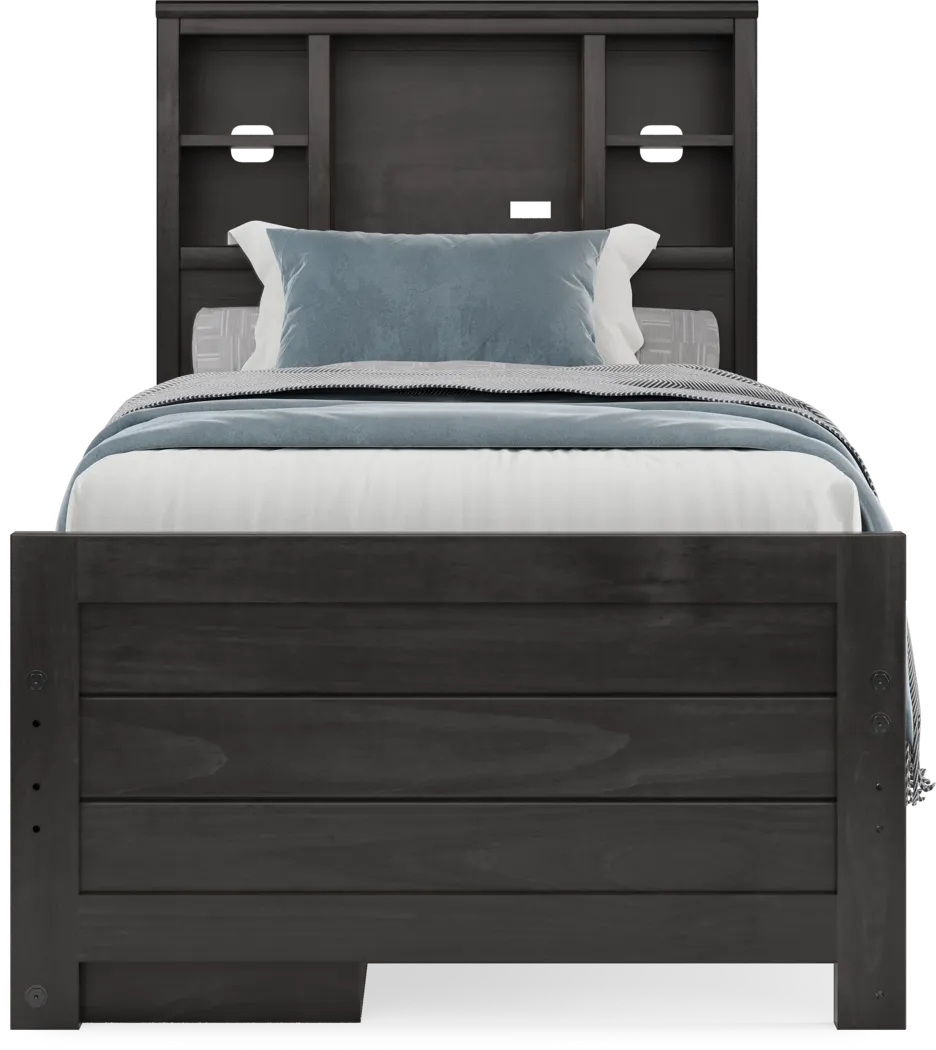 Kids Creekside 2.0 Charcoal Twin Bookcase Bed with Storage Side Rail - Thumbnail - Image 3