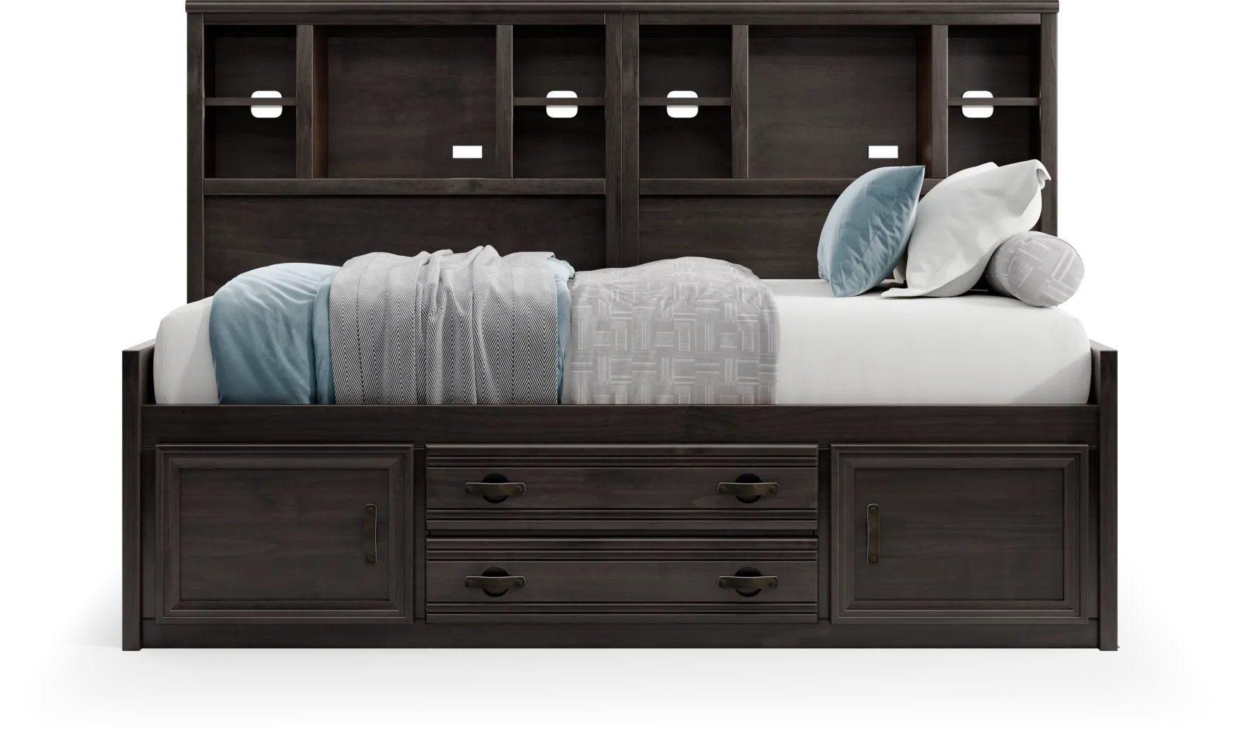 Kids Creekside 3.0 Charcoal Twin Bookcase Wall Bed with Storage Side Rail - Thumbnail - Image 2