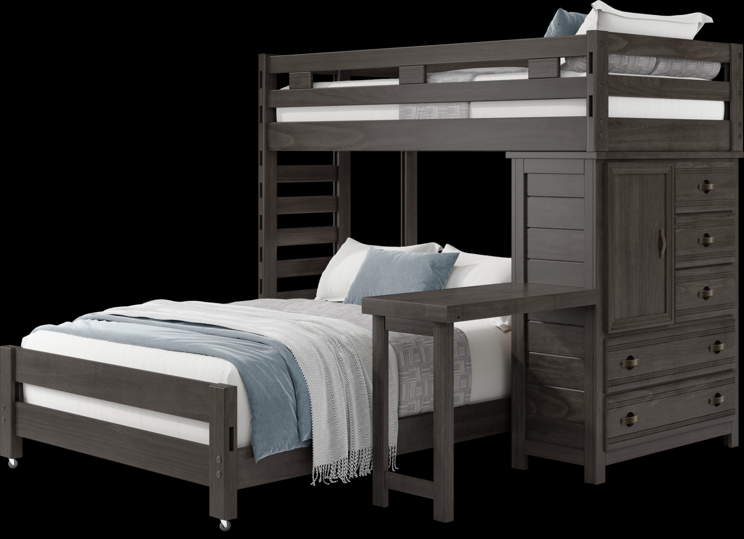 Kids Creekside 2.0 Charcoal Twin/Full Loft with Loft Chest and Desk Attachment - Thumbnail - Image 3