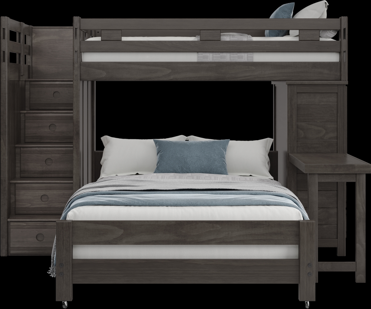 Kids Creekside 2.0 Charcoal Twin/Full Step Loft with Loft Chest and Desk Attachment - Thumbnail - Image 2