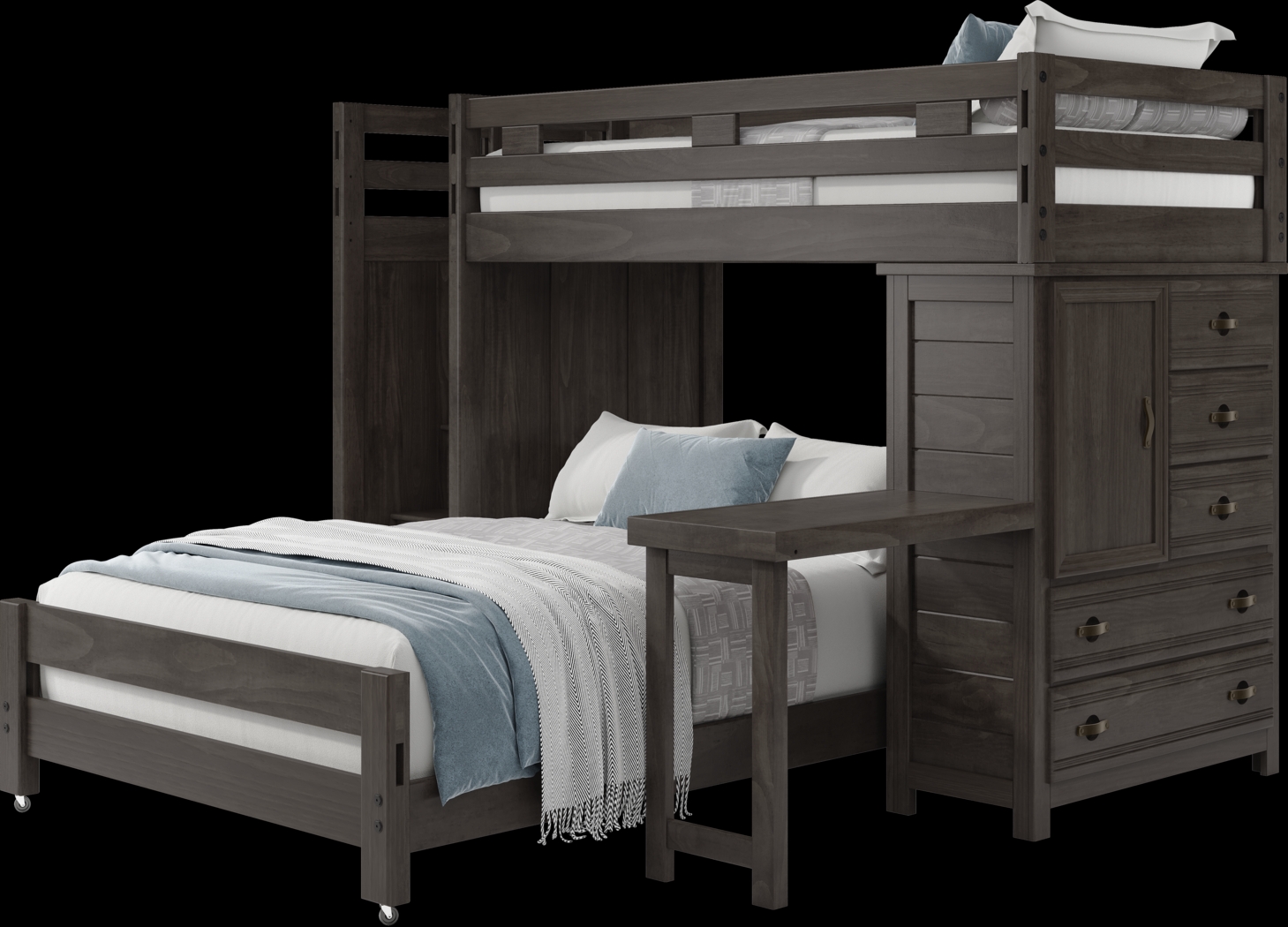 Kids Creekside 2.0 Charcoal Twin/Full Step Loft with Loft Chest and Desk Attachment - Thumbnail - Image 3