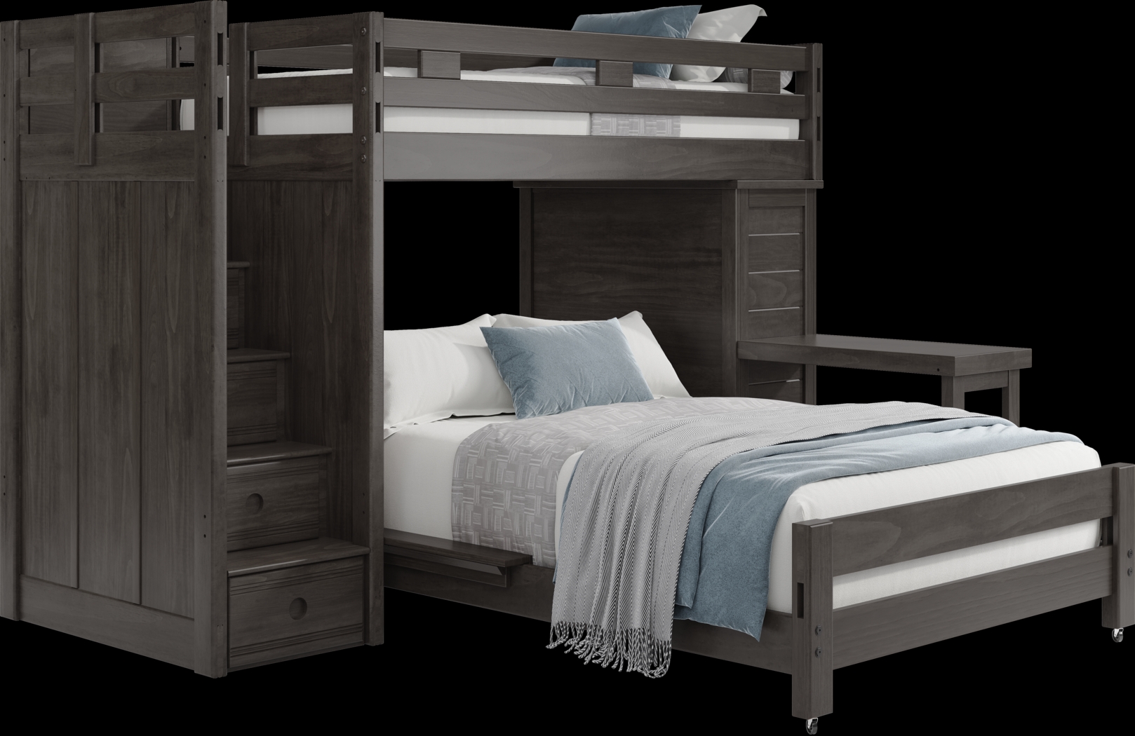 Kids Creekside 2.0 Charcoal Twin/Full Step Loft with Loft Chest and Desk Attachment - Thumbnail - Image 1