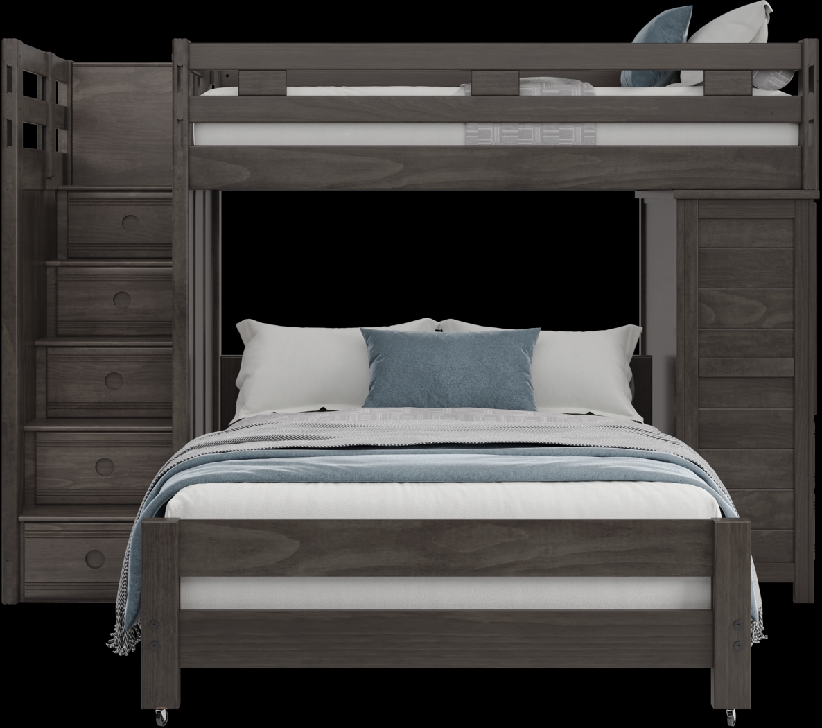 Kids Creekside 2.0 Charcoal Twin/Full Step Loft with Loft Chest - Thumbnail - Image 2