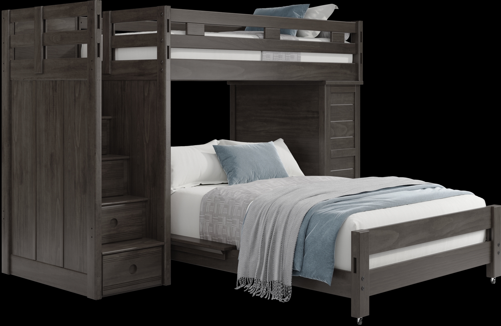 Kids Creekside 2.0 Charcoal Twin/Full Step Loft with Loft Chest - Thumbnail - Image 1
