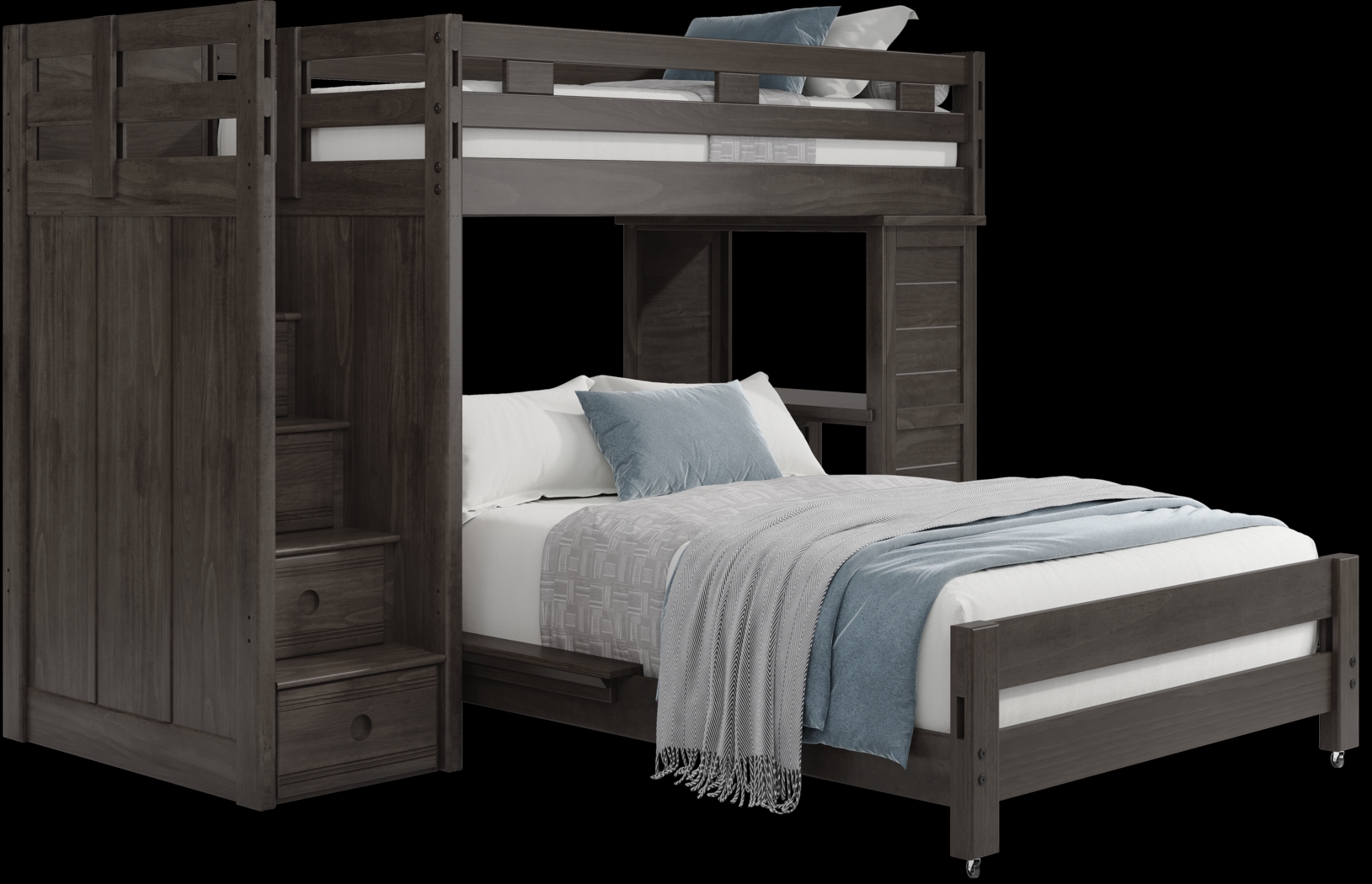 Kids Creekside 2.0 Charcoal Twin/Full Step Loft with Loft Desk - Thumbnail - Image 1